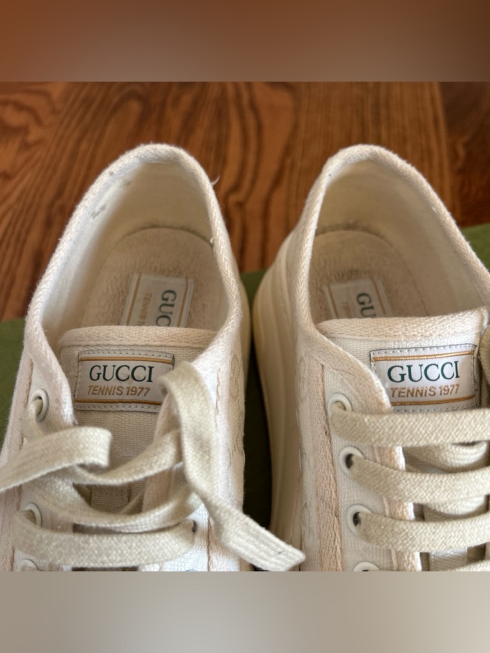 Gucci Cream GG Canvas Platform Sneakers - Picture 5 of 8